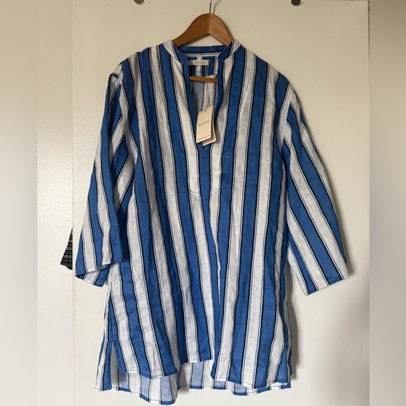 DÔEN Gisele Dress Tunic in Atrani Stripe Linen XS Coachella - Picture 6 of 8